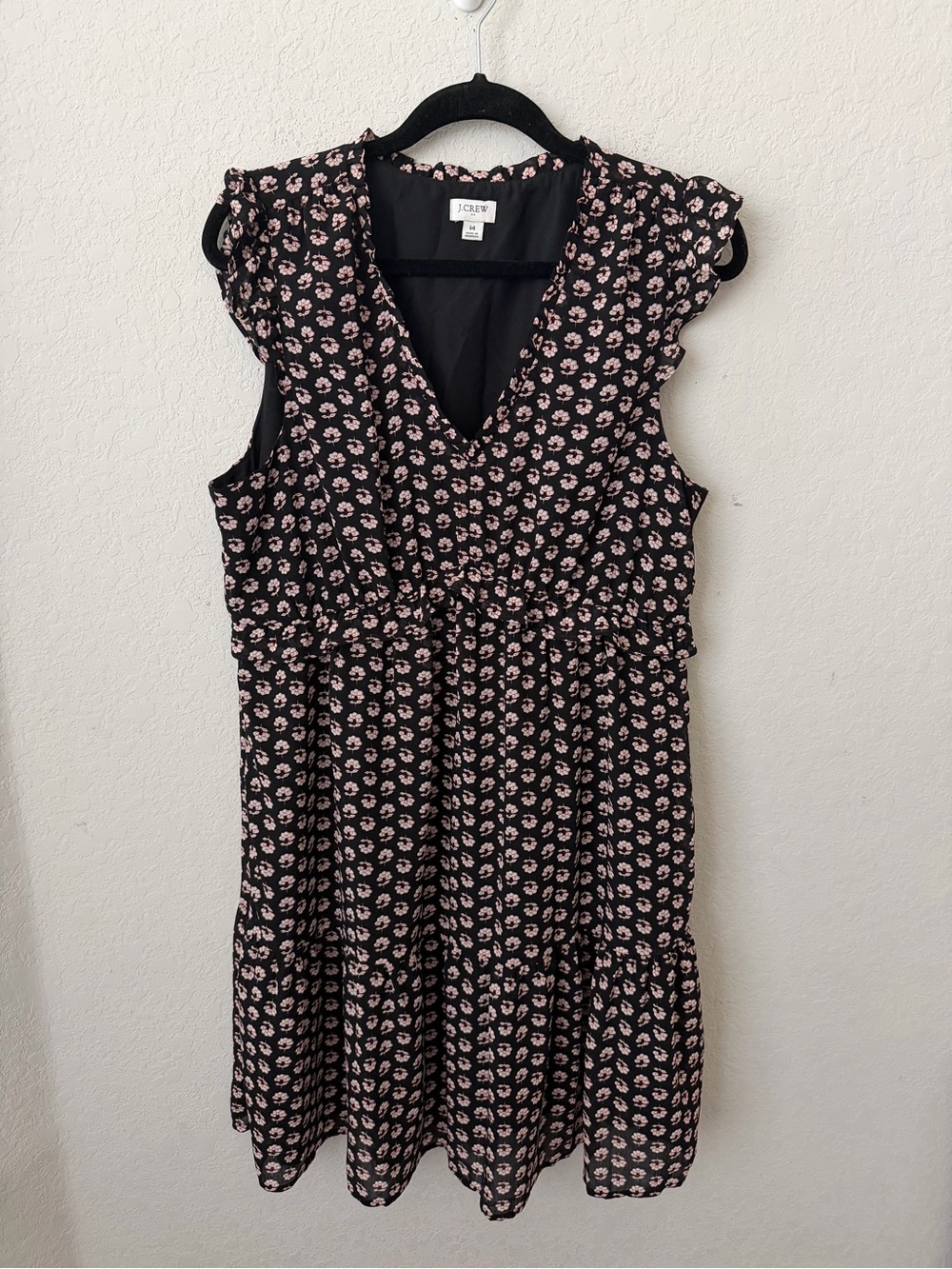 J. Crew Black Dress with Floral Print size 14